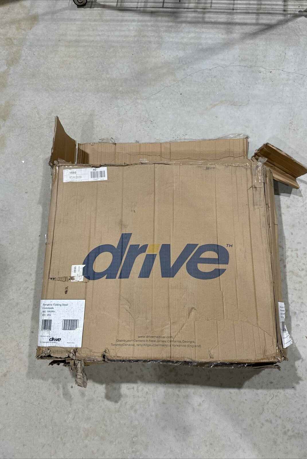 Drive Medical 11117N-1 Bariatric Commode Chair for Toilet with Arms, Gray