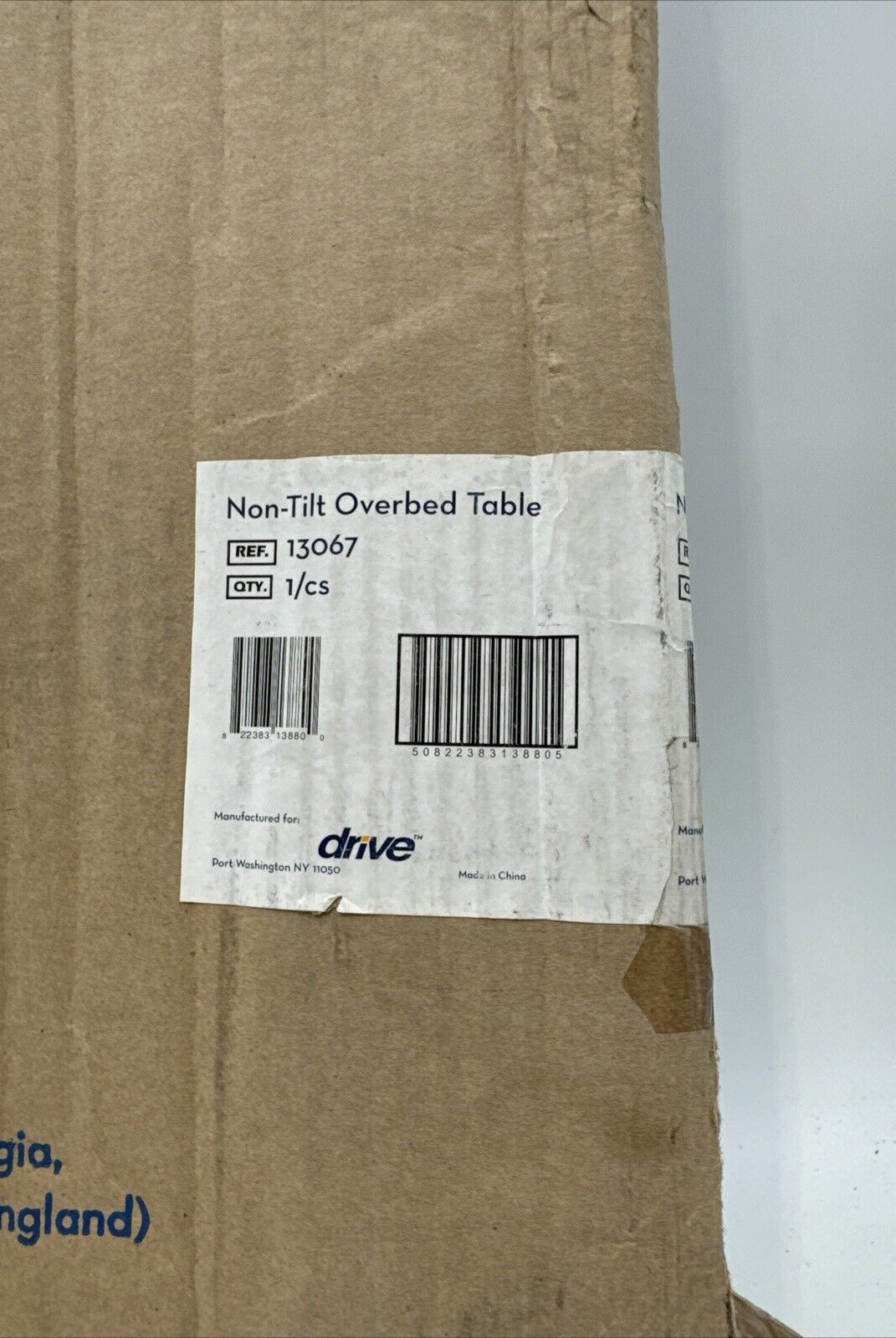 Drive Medical 13067 Adjustable Non Tilt Top Overbed Table With Wheels for Hospit