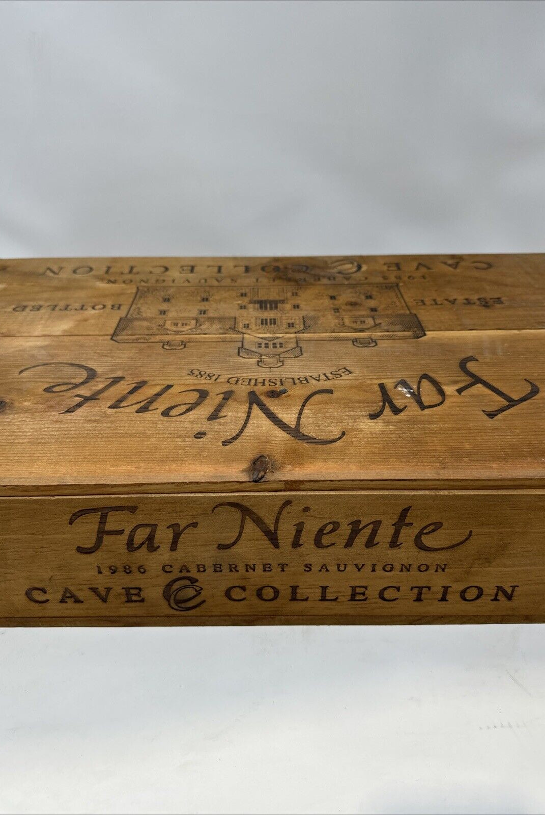 1986 Far Niente Napa Valley Cabernet Sauvignon Wood Wine Crate Case Empty Box