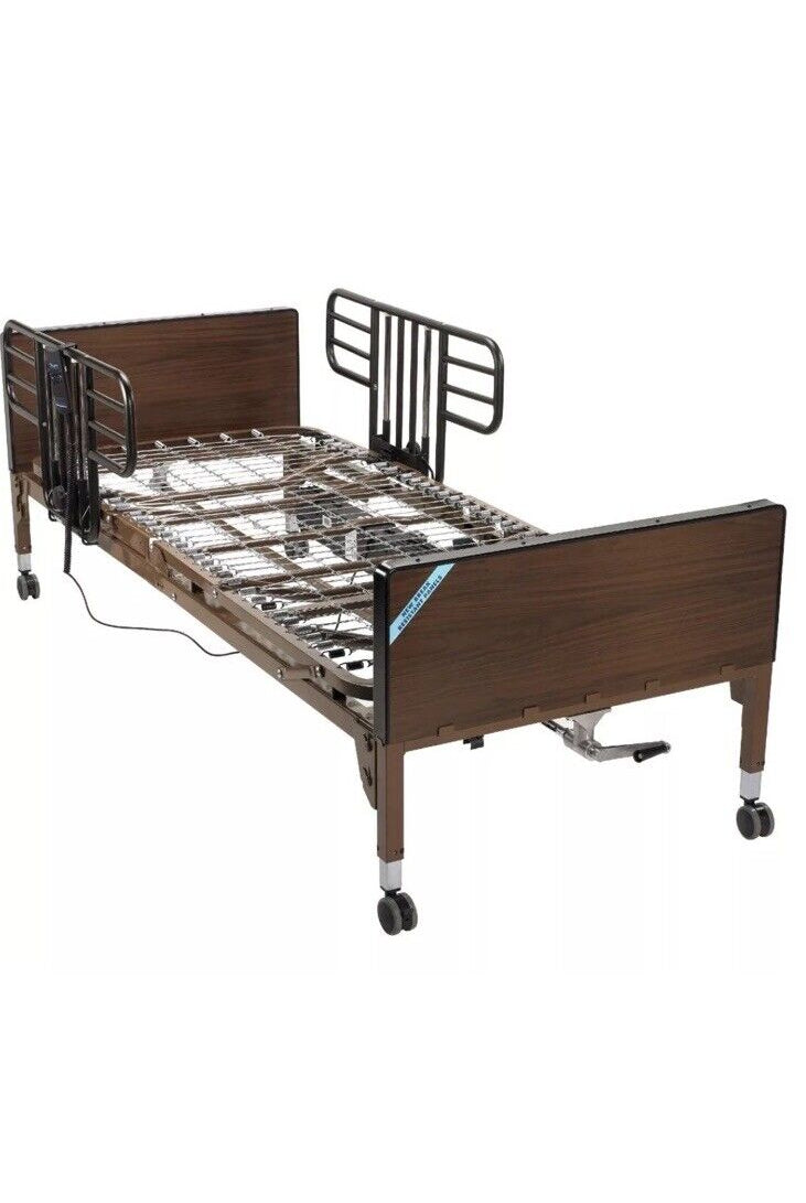 1 Pair | Drive Medical 15201BV Half Length Bed Rails | No Gap Style | Brown Vein