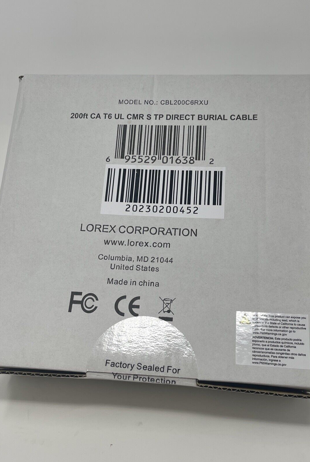 Lorex CBL200C6RXU 200FT CAT6 Outdoor Extension Cable, Weather Shielded