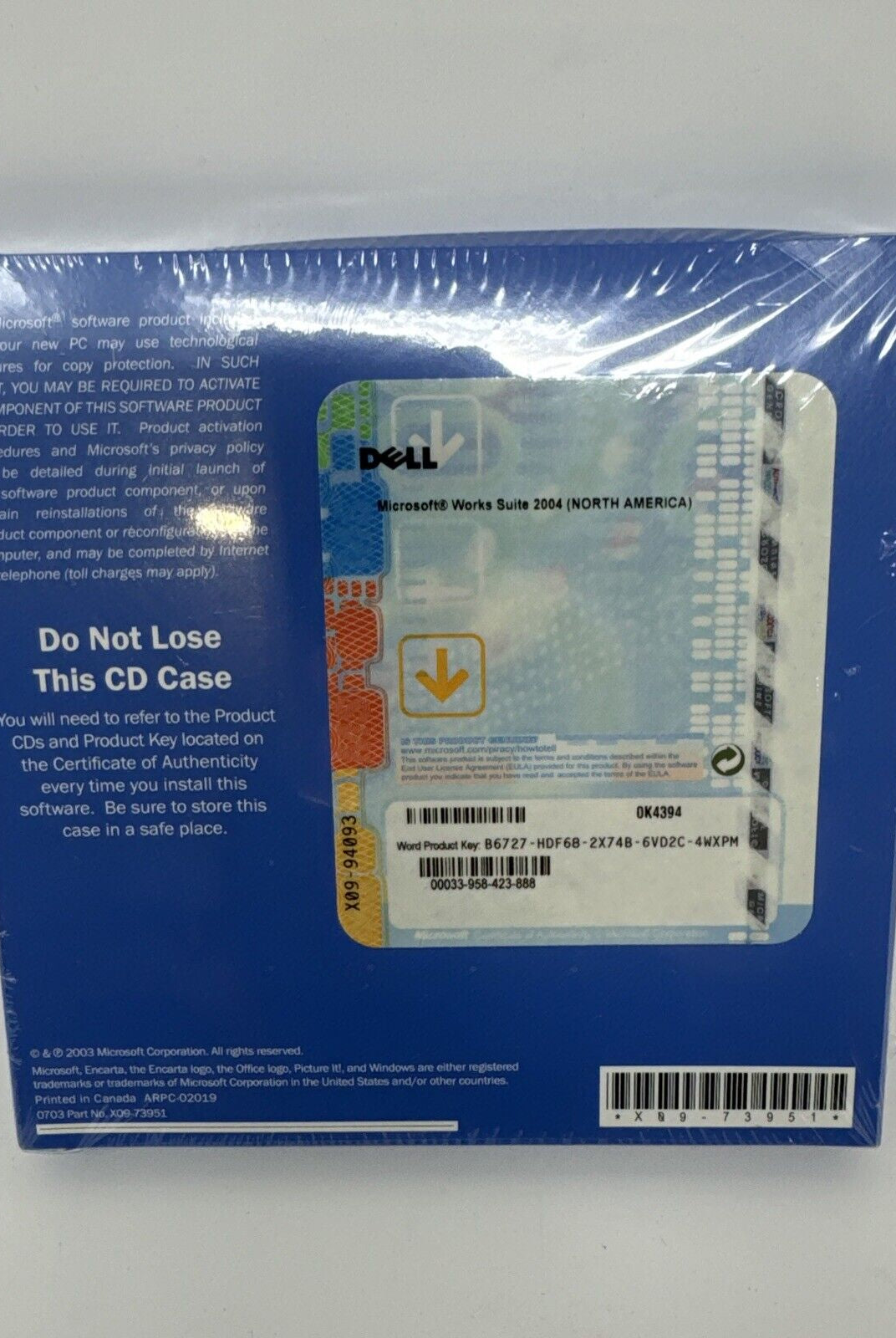 Microsoft Works Suite 2004 DVD-ROM PC Includes Key and Product Codes Sealed