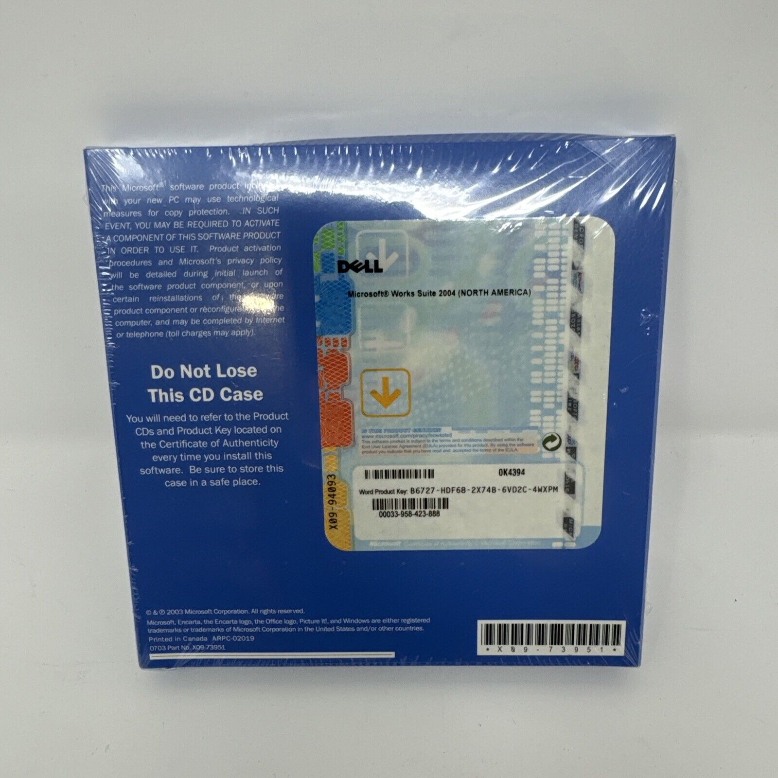 Microsoft Works Suite 2004 DVD-ROM PC Includes Key and Product Codes Sealed