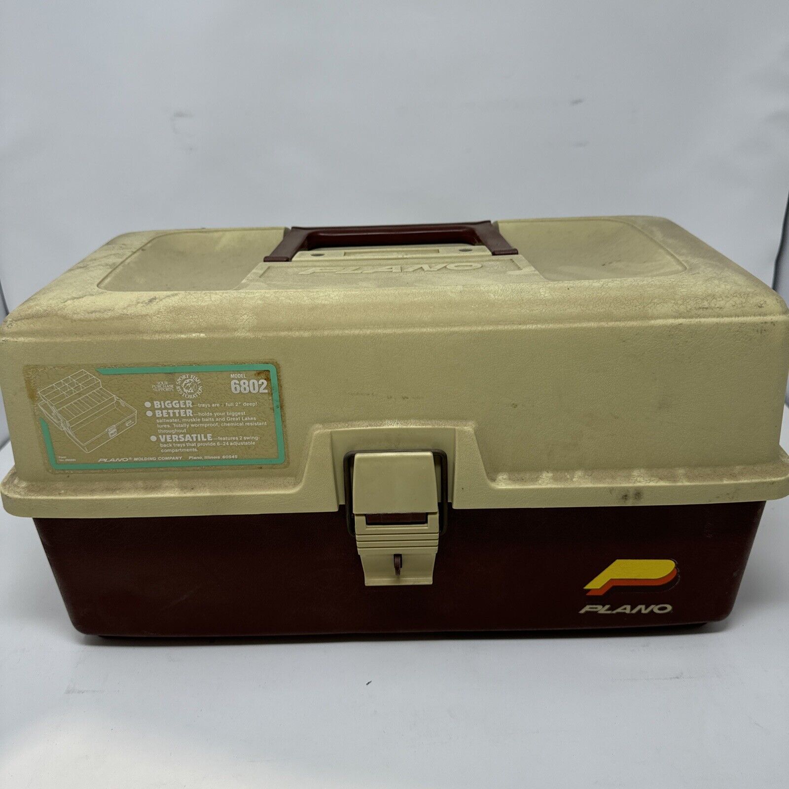 Vintage Plano Fishing Tackle Box 6802 6800 Series Tan Brown