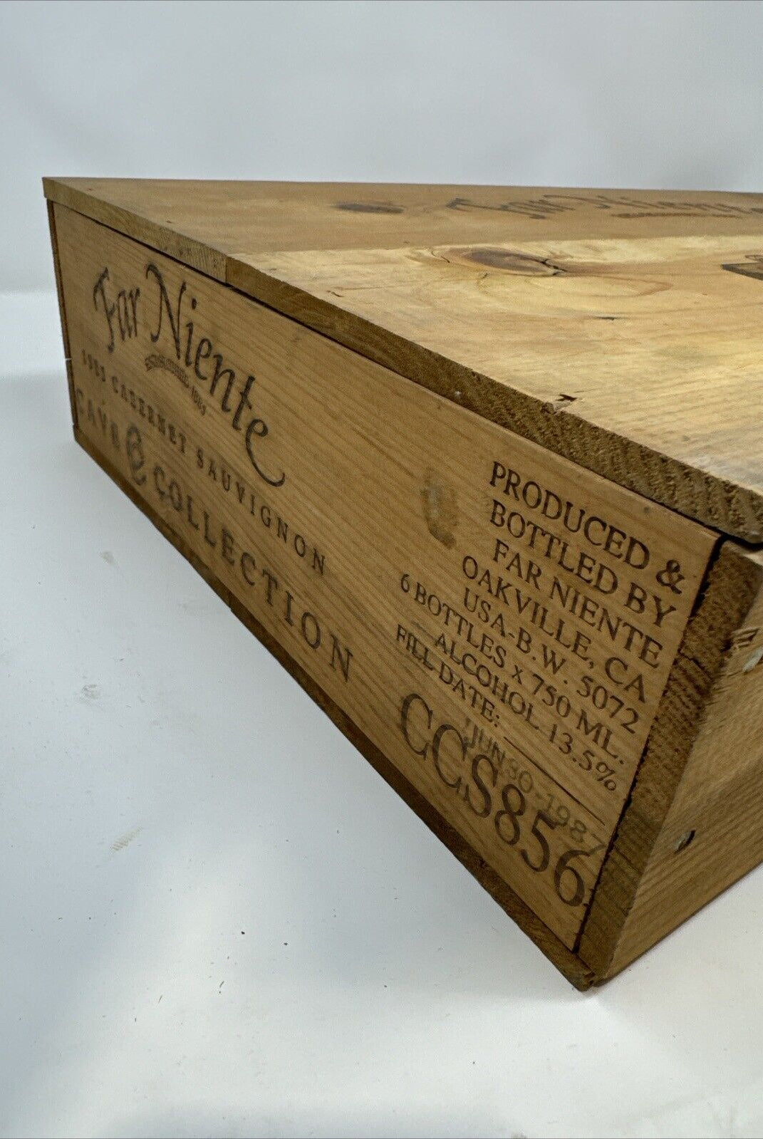 1993 Far Niente Napa Valley Cabernet Sauvignon Wood Wine Crate Case Empty Box
