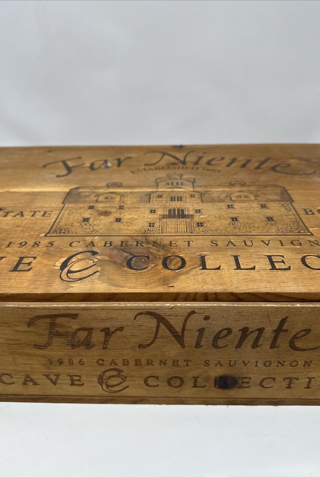 1986 Far Niente Napa Valley Cabernet Sauvignon Wood Wine Crate Case Empty Box