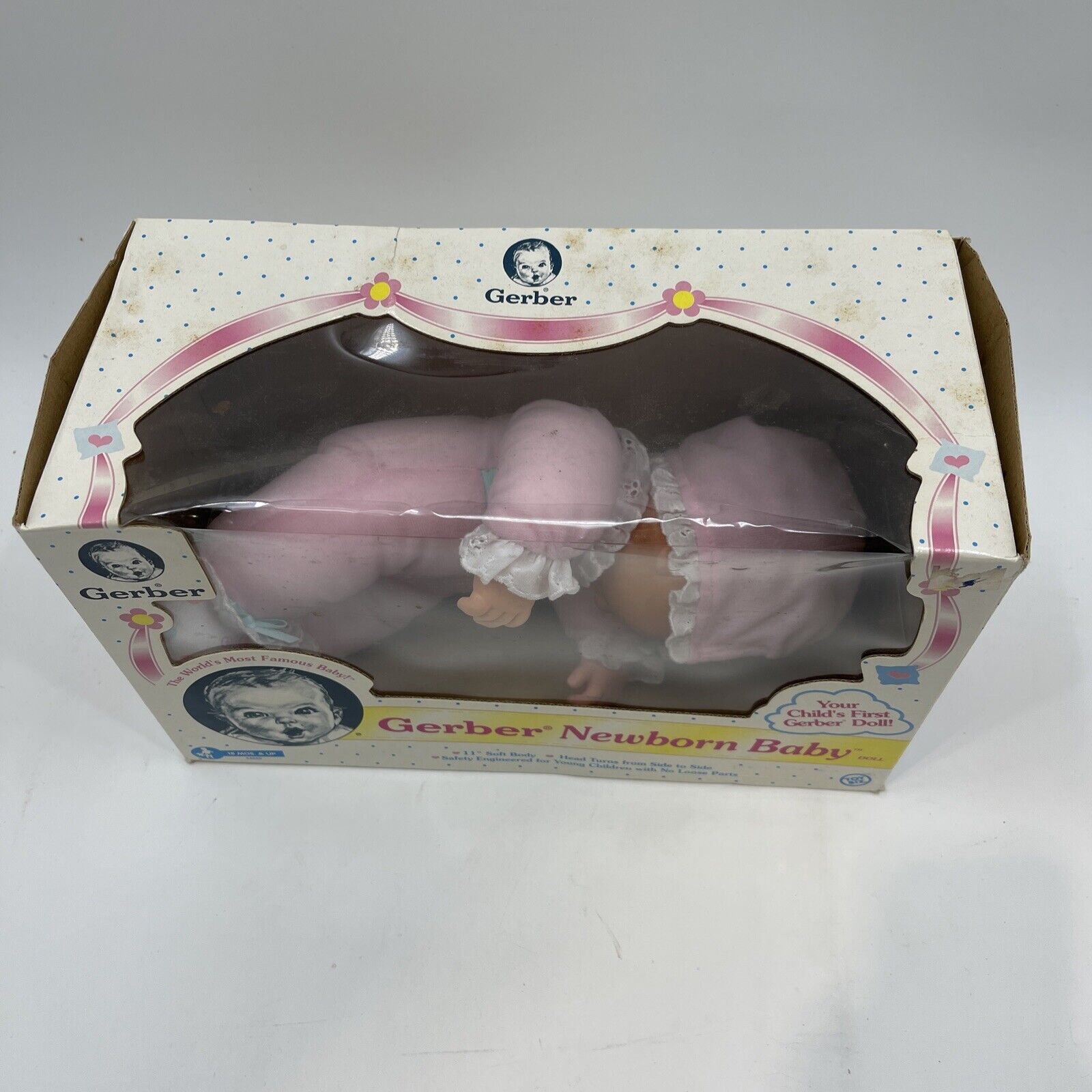 Gerber Newborn Vintage 11" Vinyl/Soft Cloth Body Baby Doll By Toy Biz 1997
