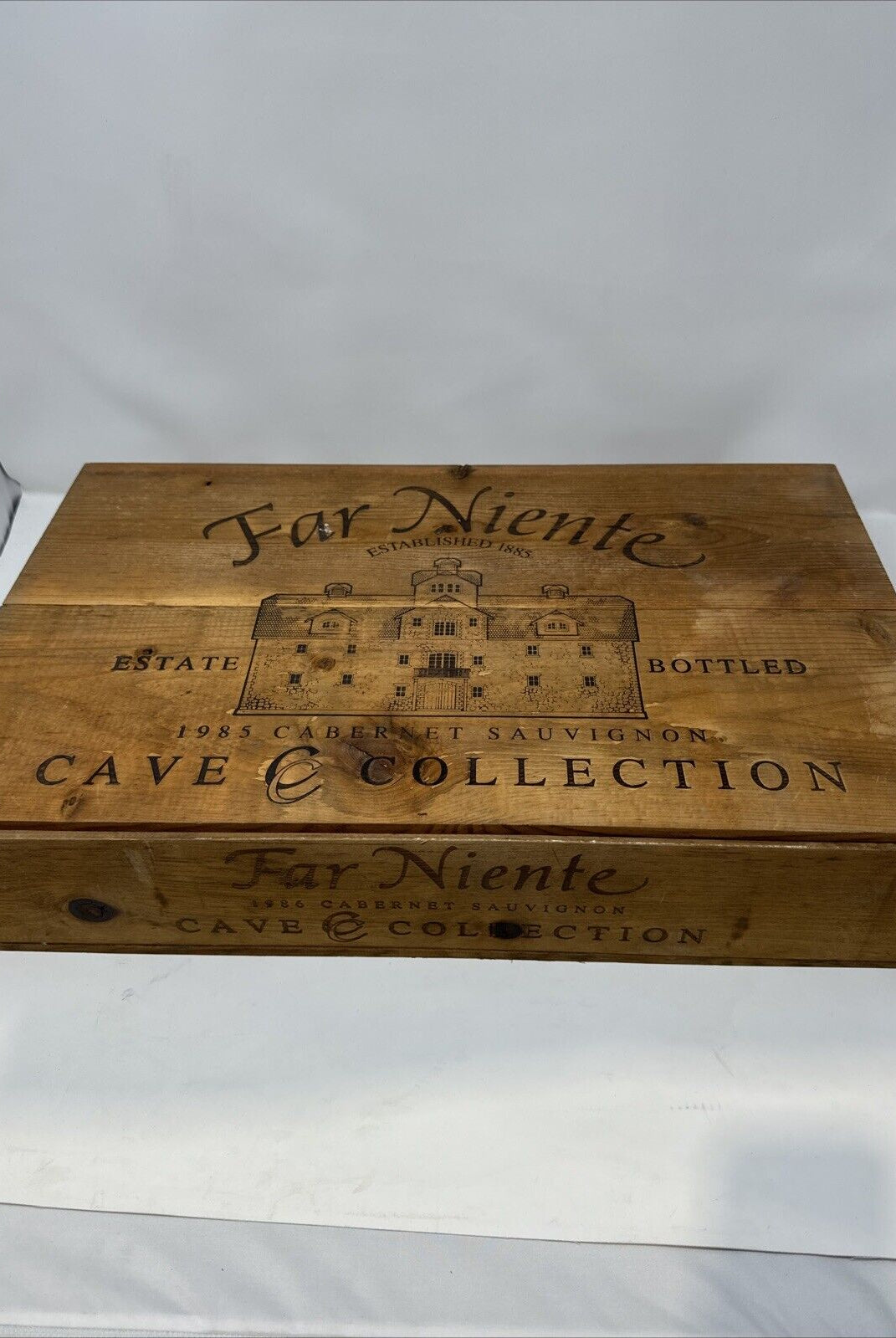 1986 Far Niente Napa Valley Cabernet Sauvignon Wood Wine Crate Case Empty Box