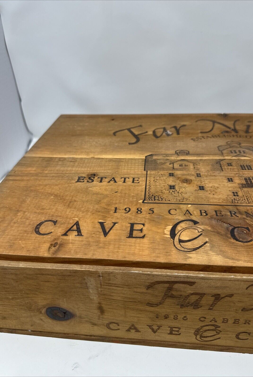 1986 Far Niente Napa Valley Cabernet Sauvignon Wood Wine Crate Case Empty Box