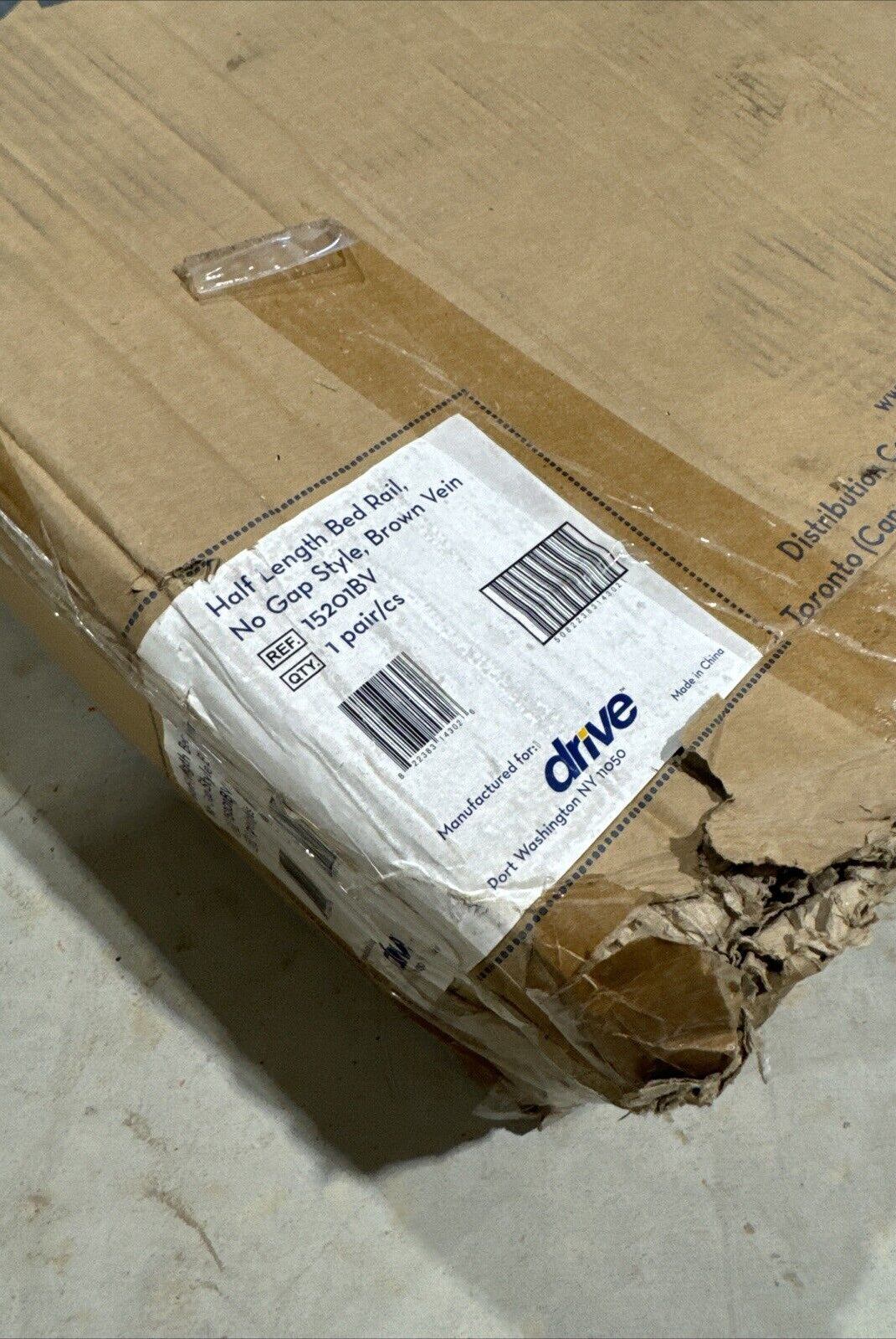 1 Pair | Drive Medical 15201BV Half Length Bed Rails | No Gap Style | Brown Vein