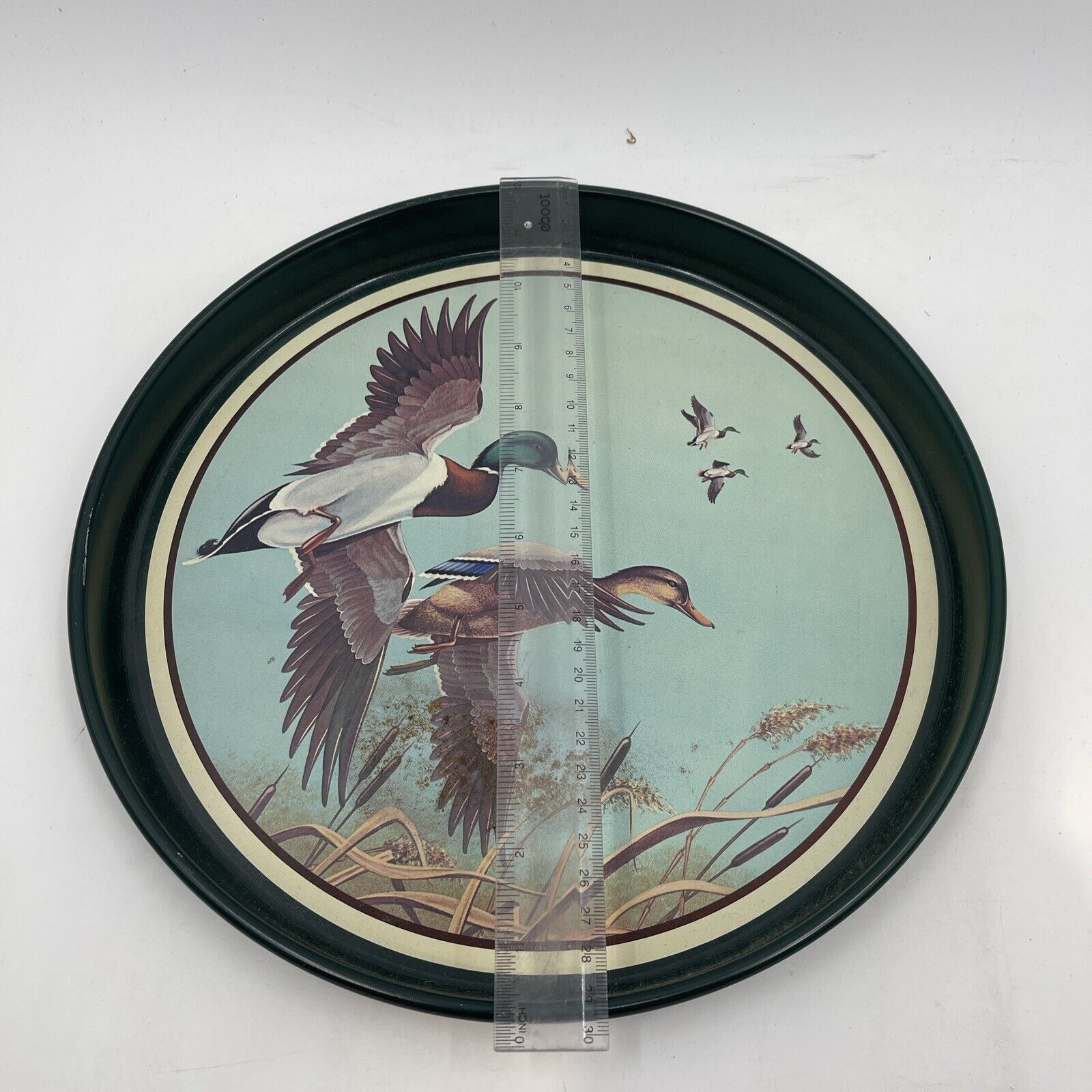 1981 Avon Chesapeake Collection Mallards in Flight Metal Tray Cabin Decor 12"