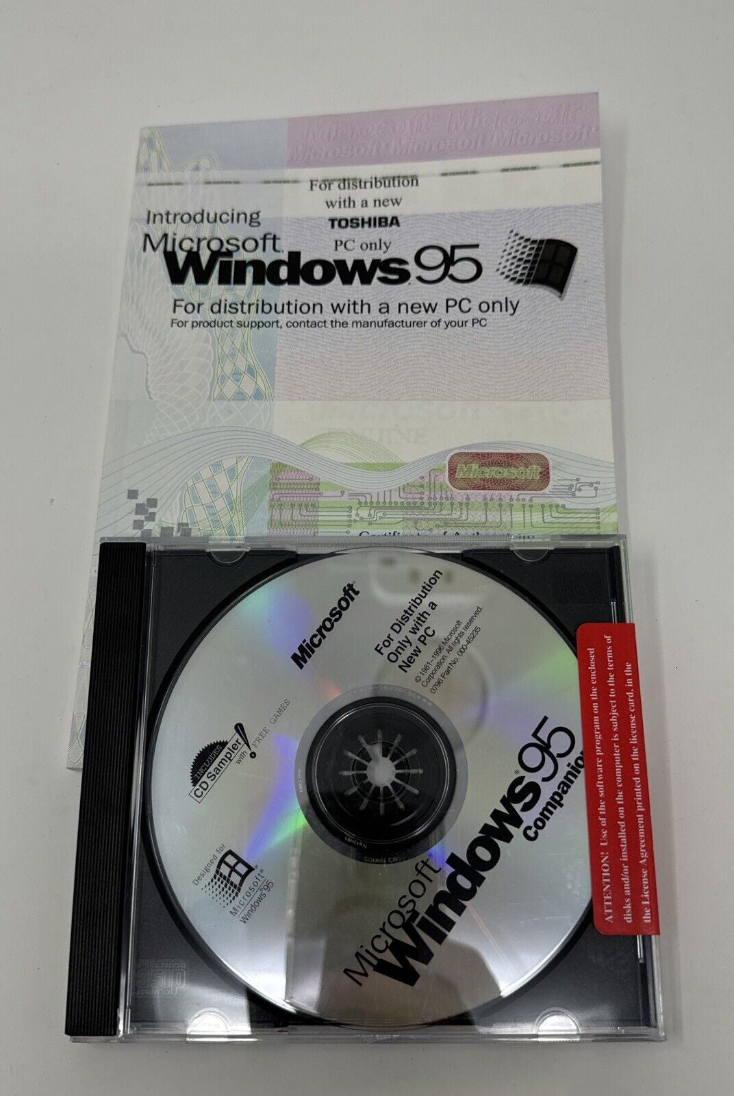 Introducing Microsoft Windows 95 For Distribution With A New PC Only CD NEW