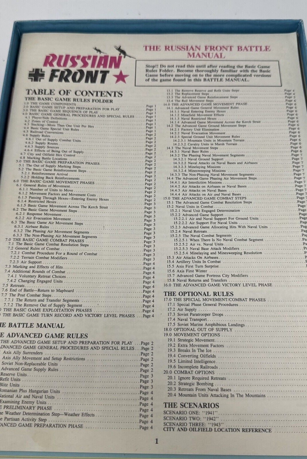 Avalon Hill WWII Russian Front Box VG/VG+