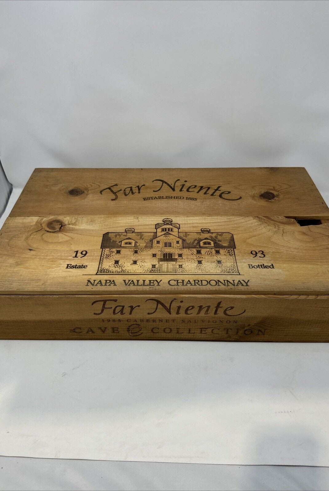1993 Far Niente Napa Valley Cabernet Sauvignon Wood Wine Crate Case Empty Box