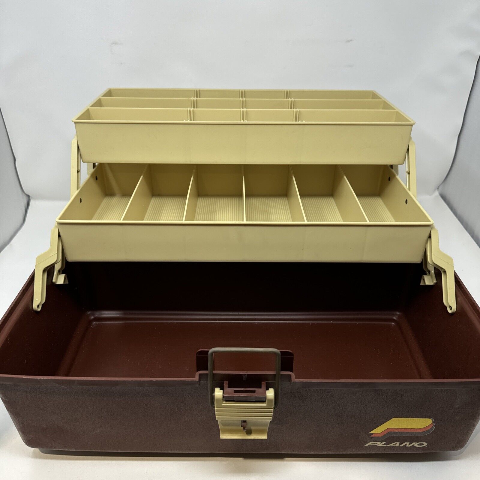 Vintage Plano Fishing Tackle Box 6802 6800 Series Tan Brown