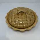 Vintage 1976 Bell Ceramics Lattice Topped Pie Serving & Storage Dish w/Cover Lid