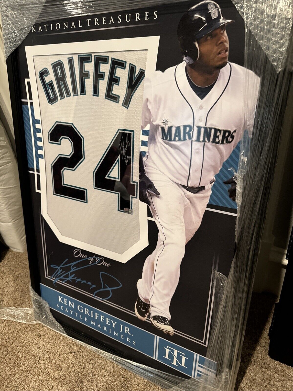 Ken Griffey Jr. Signed Seattle Mariners Jersey Inscribed HOF 16 Framed TRISTAR