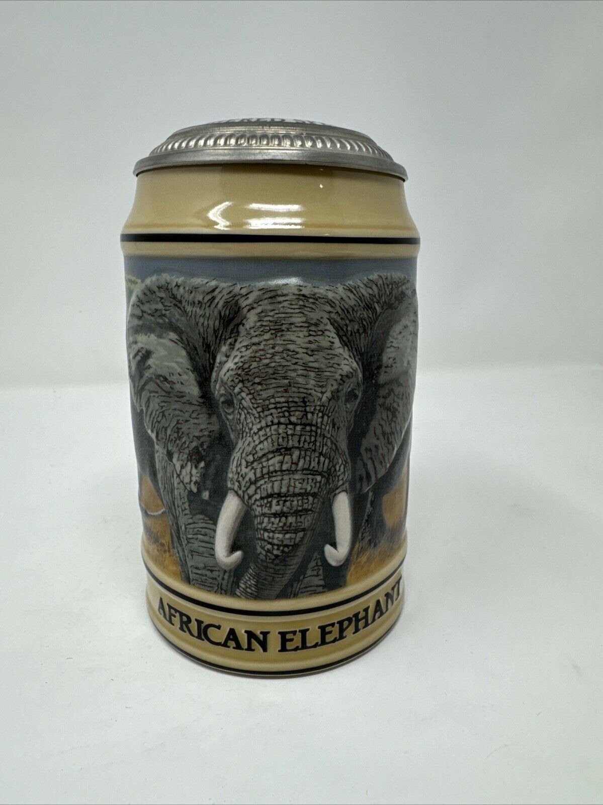 Budweiser 1990 Endangered Species African Elephant Lidded Stein