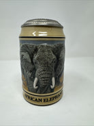 Budweiser 1990 Endangered Species African Elephant Lidded Stein