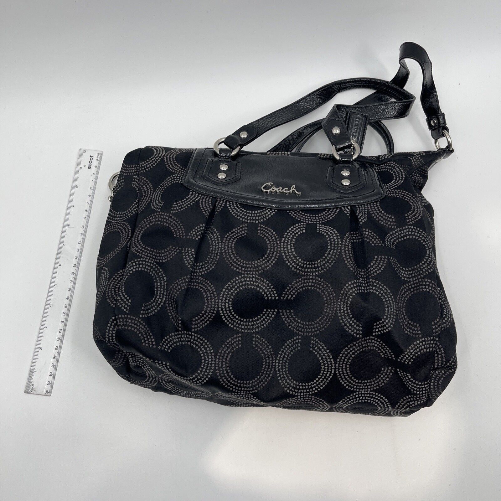 Coach Ashley Purse Black with Coach "C" Pattern No. H1280-F20068