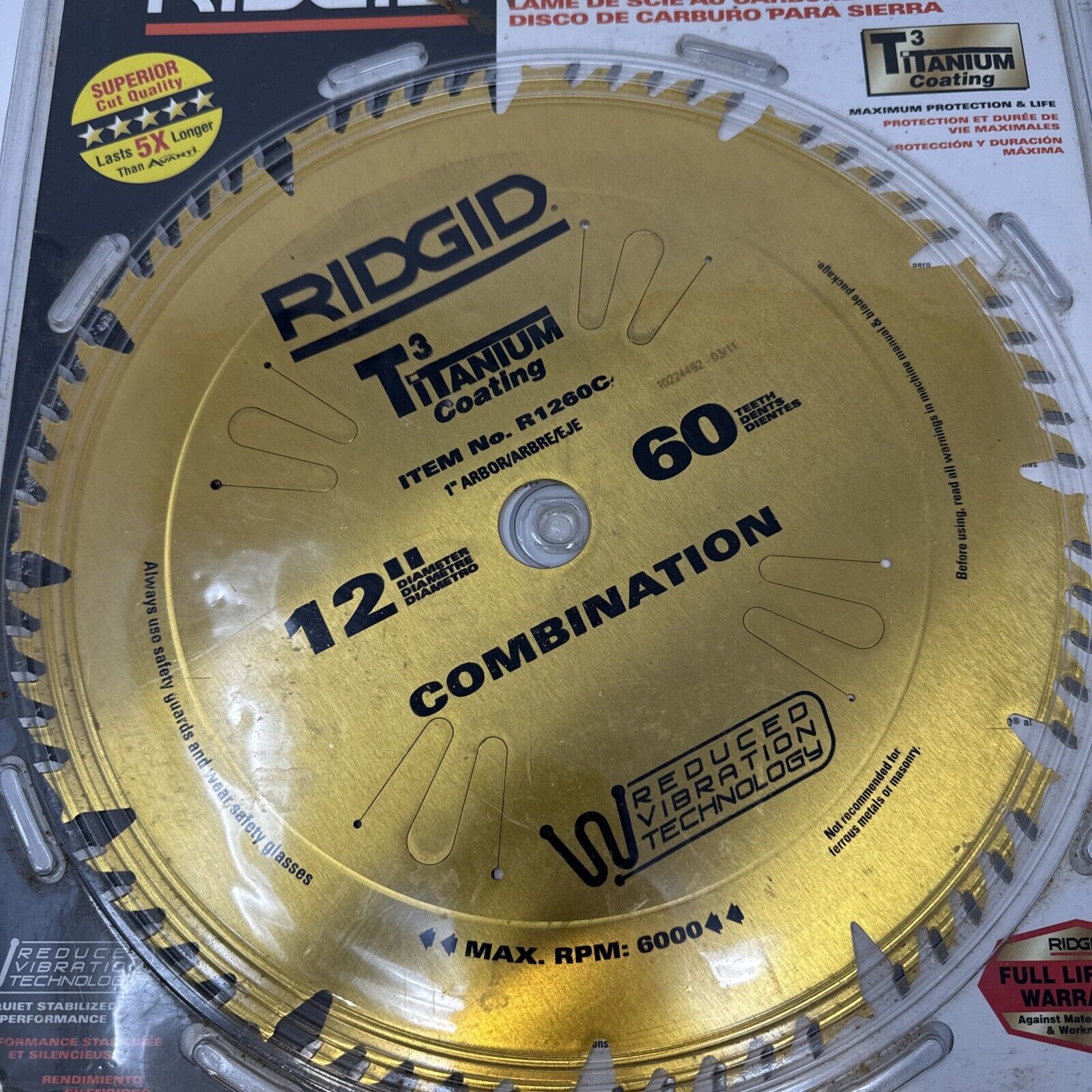 RIDGID R1260C Carbide-Tipped Saw Blade