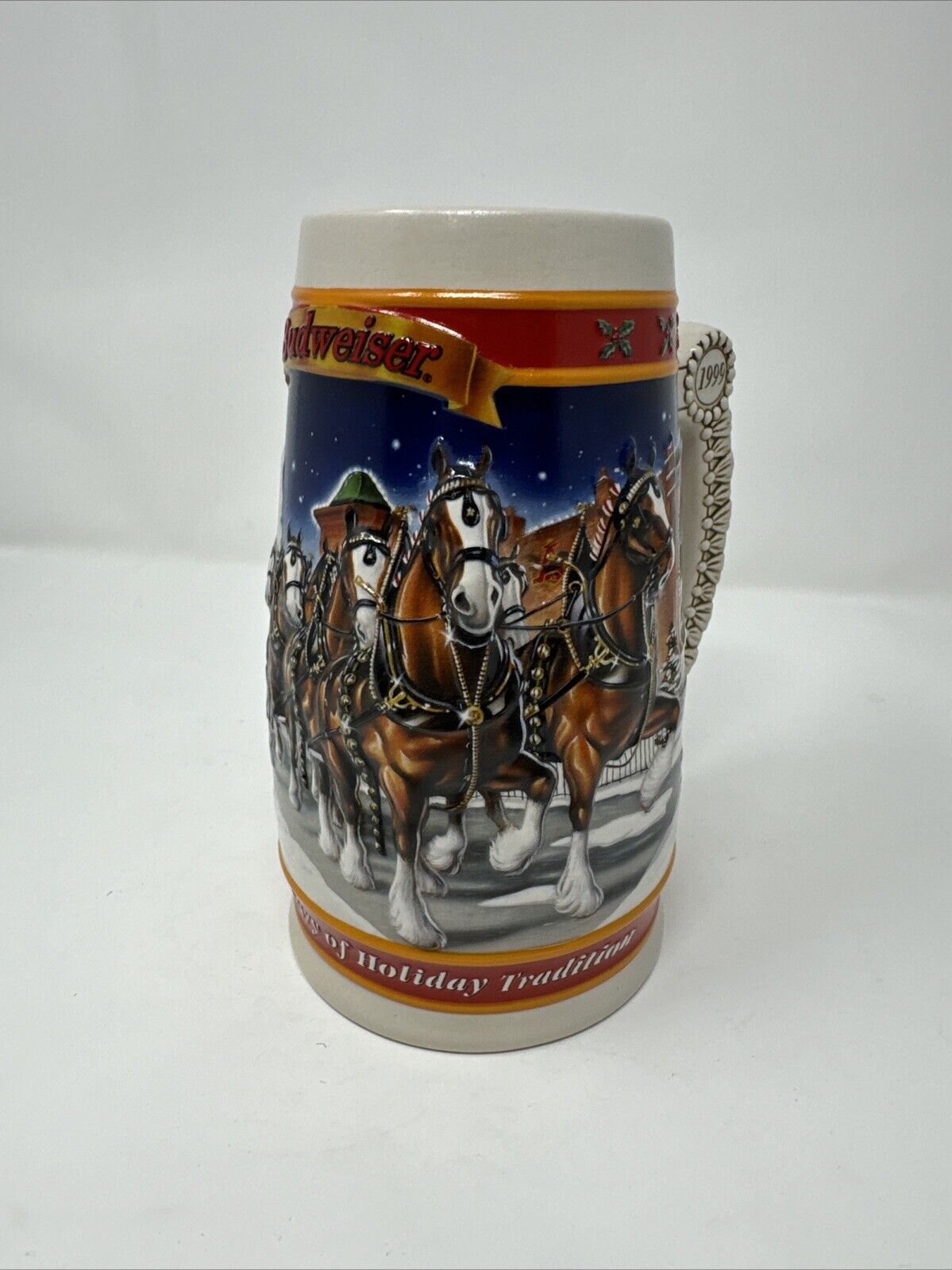 BUDWEISER 1999 CS389 Anheuser-Busch Holiday Stein A Century Of Tradition New