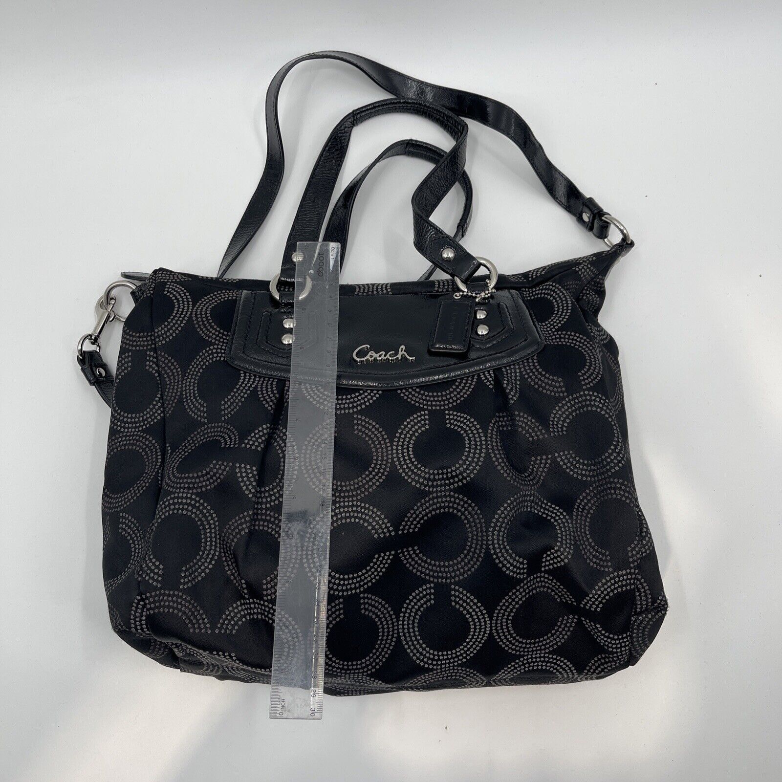 Coach Ashley Purse Black with Coach "C" Pattern No. H1280-F20068