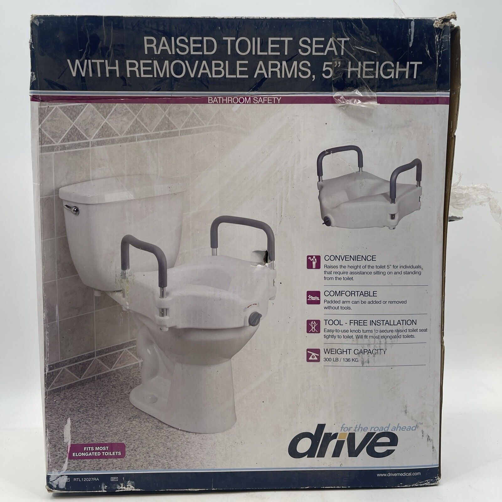 Drive DeVilbiss Healthcare RTL12027RA Elevated Raised Toilet Seat