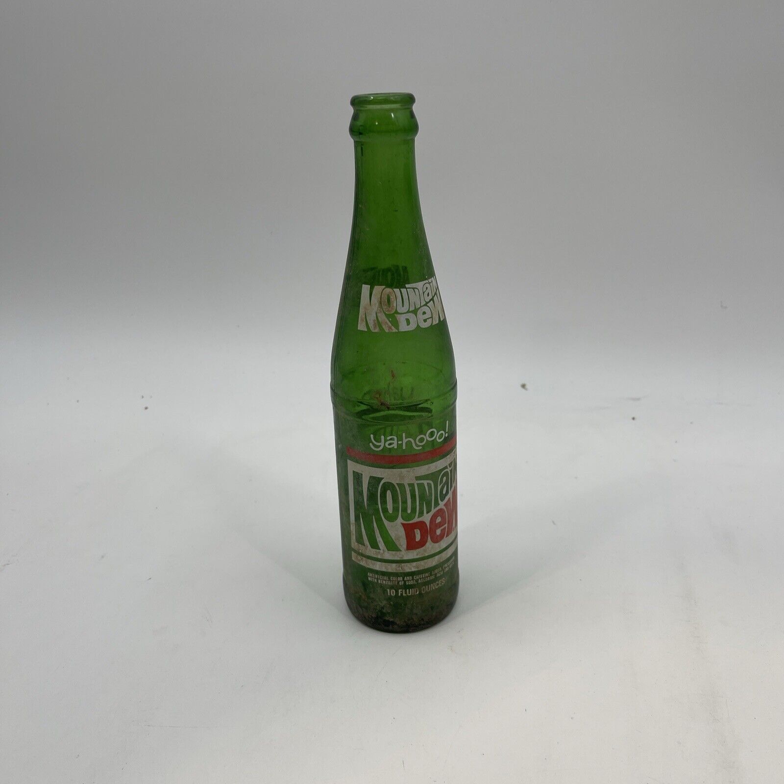 Vintage Mountain Dew 10 oz. Ya-Hooo! Green Glass Soda Bottle