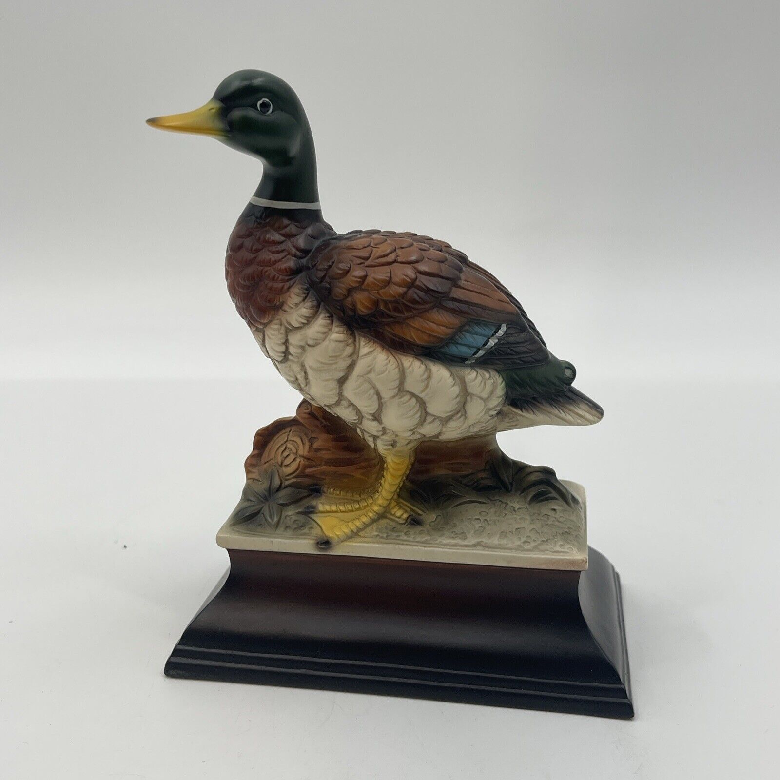 Mallard Duck Home Decor Sitting On Grass Mantle Piece Japan Vtg 1985 9"H X 6"W