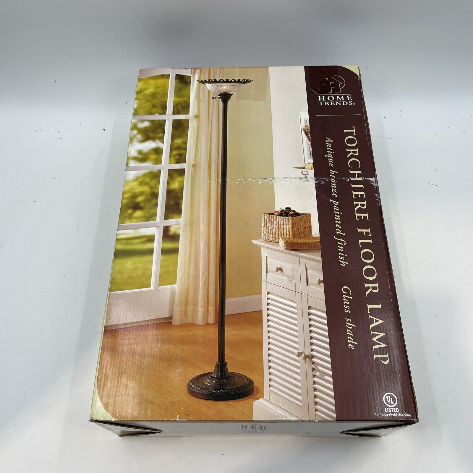 Home Trends Torchiere Floor Lamp Glass Shade NEW