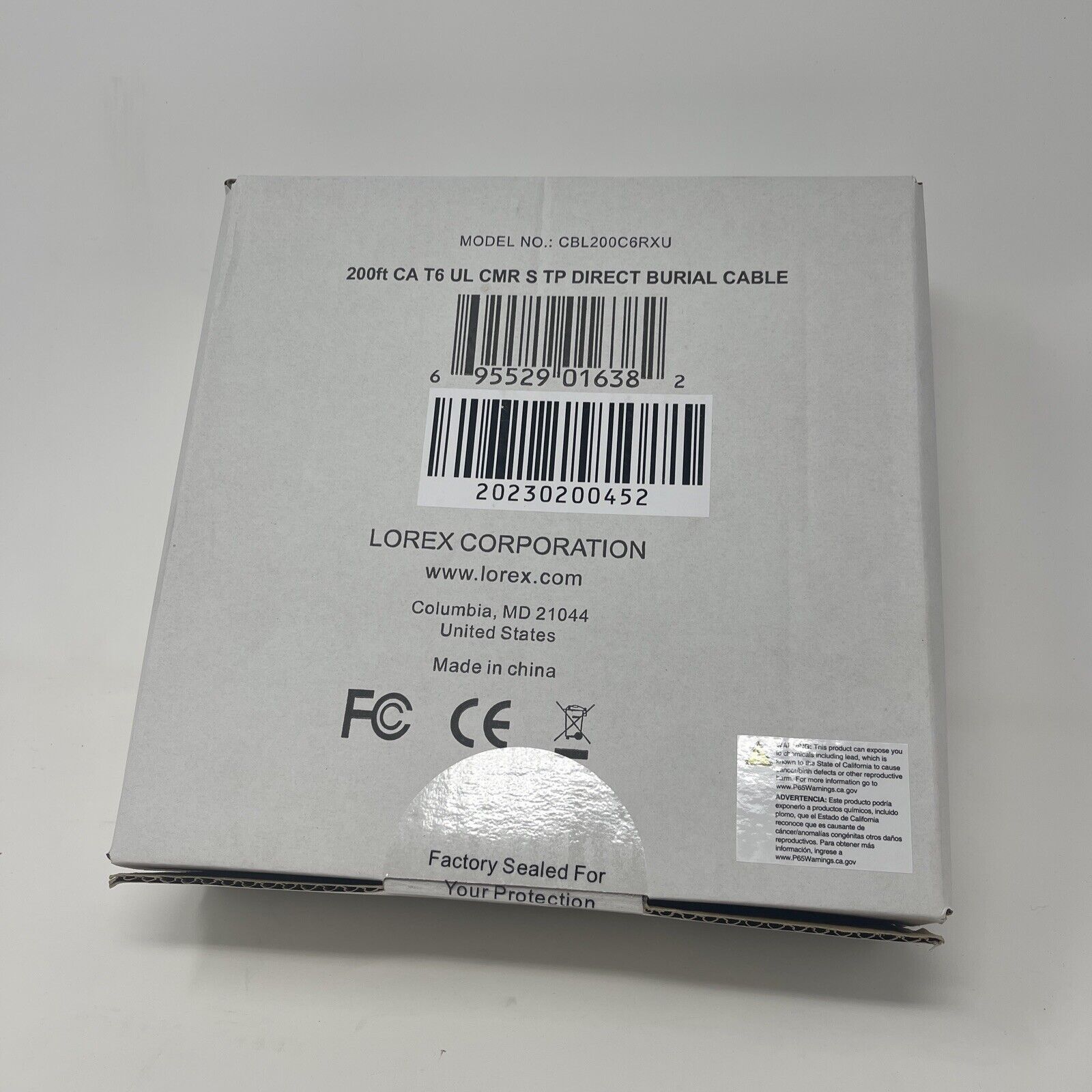 Lorex CBL200C6RXU 200FT CAT6 Outdoor Extension Cable, Weather Shielded