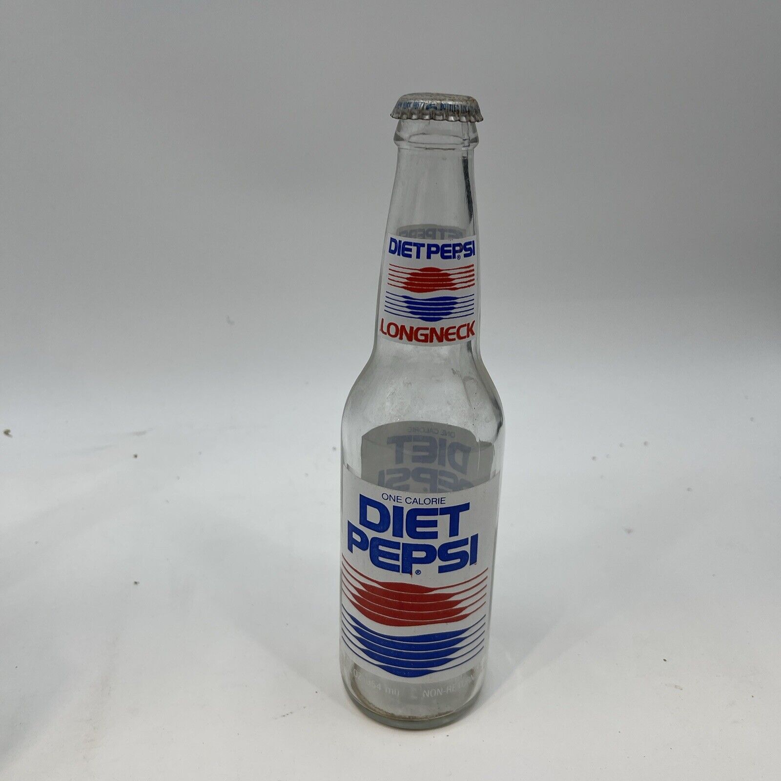 Vintage Clear Glass Long Neck Pepsi Bottle + Diet Pepsi Bottle  - 12 oz.