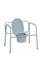 Drive Medical 11117N-1 Bariatric Commode Chair for Toilet with Arms, Gray