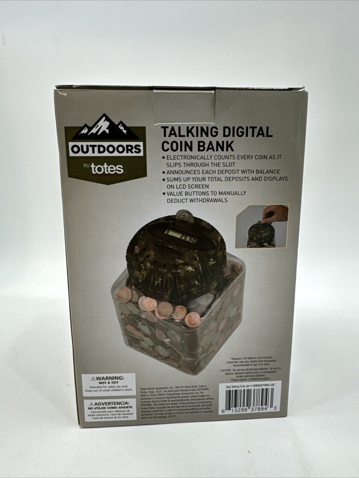 Totes - CAMO DIGITAL COIN BANK w/Sound! Adds & Deducts! - NIB