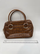 Antonio Melani Satchel Brown Leather Croc Print Handbag