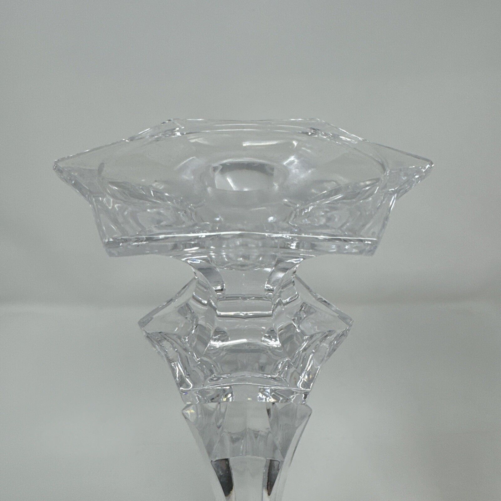 Vintage Crystal Candlestick Set: Clear Candle Holders Hexagon Tall /Heavy