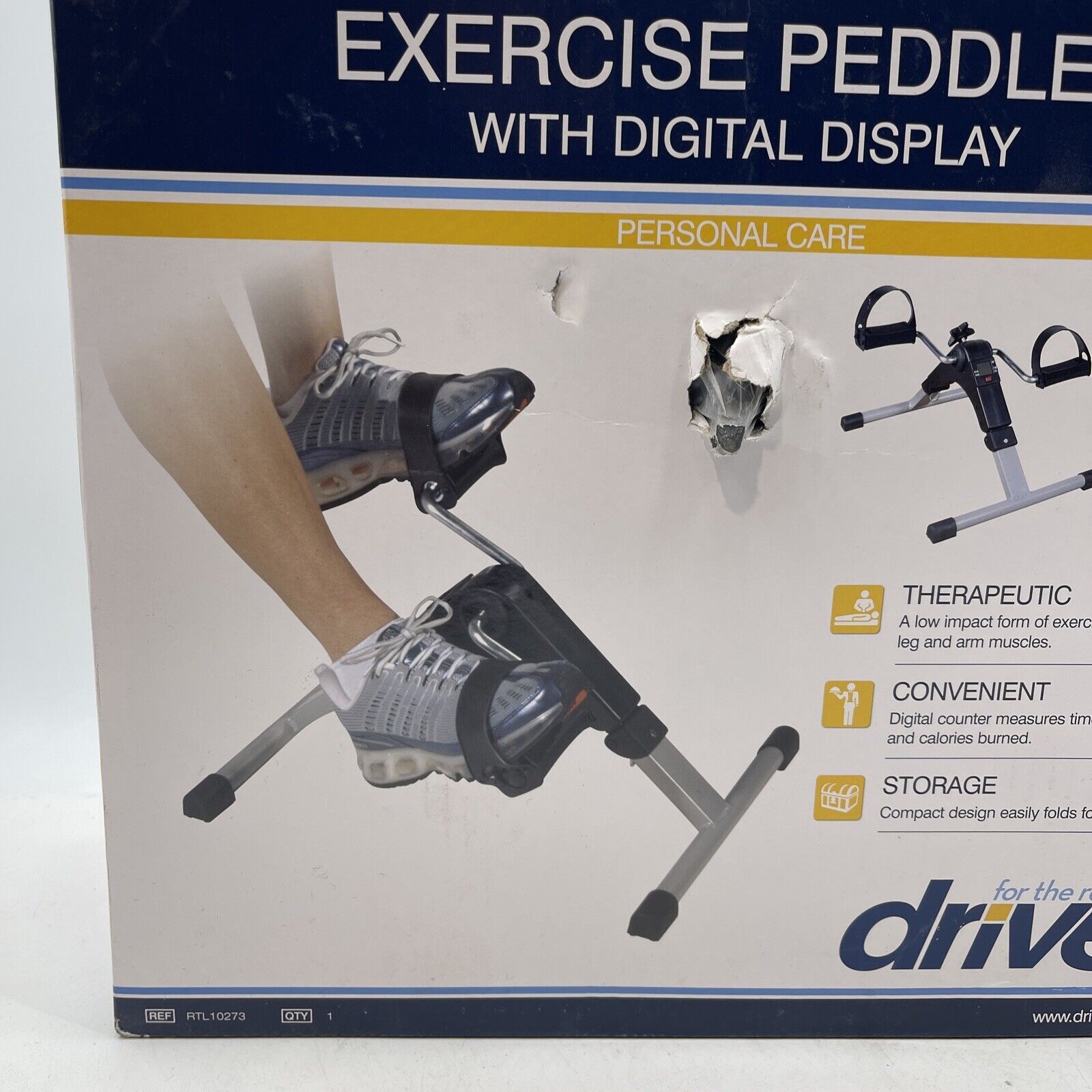 Drive Medical Folding Exercise Peddler with Electronic Display, Black RTL10273