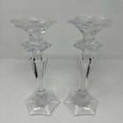 Vintage Crystal Candlestick Set: Clear Candle Holders Hexagon Tall /Heavy