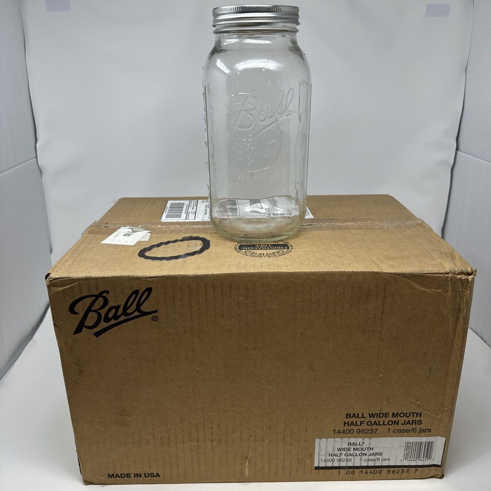 Ball Wide Mouth 64oz Half Gallon Mason Jars with Lids & Bands, 6 Count