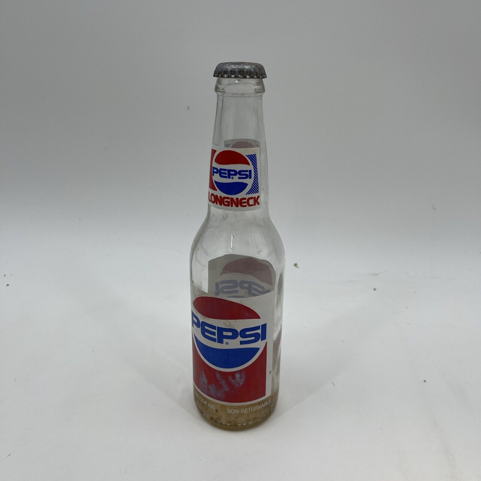 Vintage Clear Glass Long Neck Pepsi Bottle + Diet Pepsi Bottle  - 12 oz.