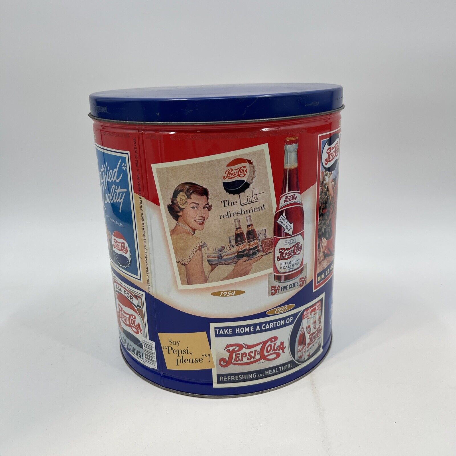 Vintage Pepsi Cola Popcorn Tin 1994 Houston Food Company Lot 3x Tins