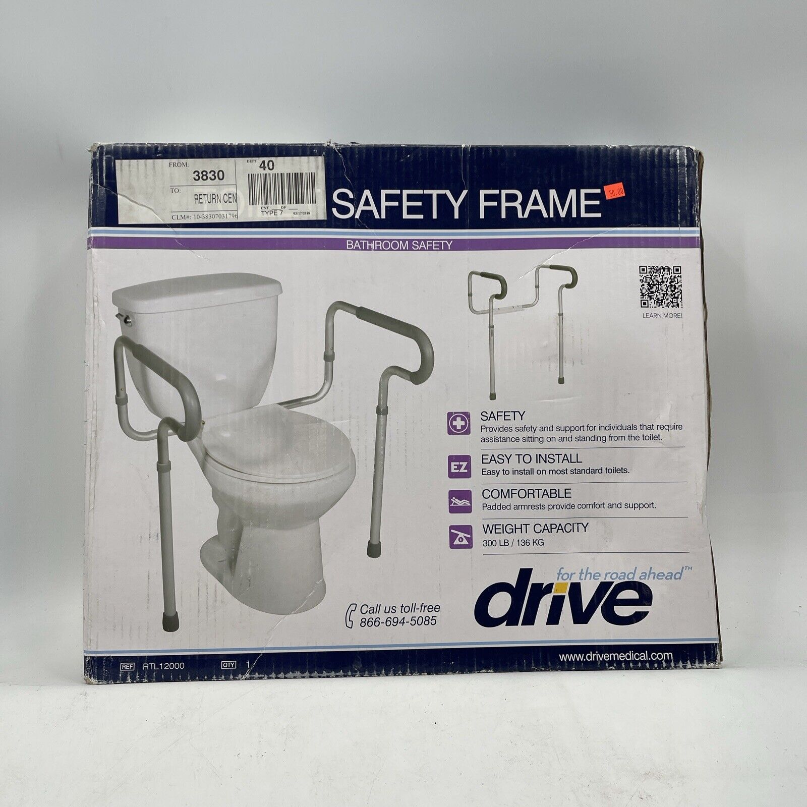 Drive Safety Frame New in Box Toilet Chair RTL12000