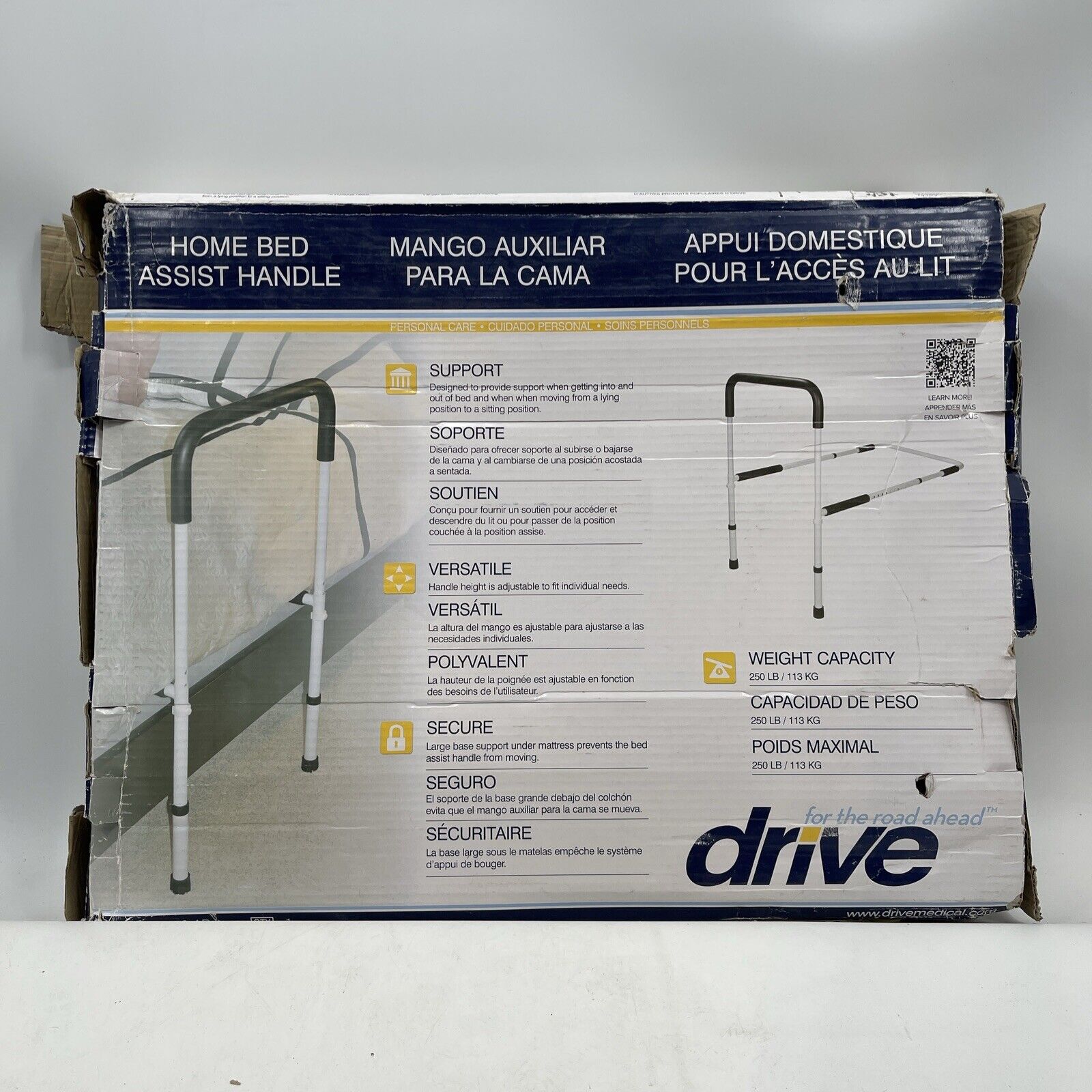 Drive Medical Adjustable Height Home Bed Assist Rail Handle RTL15063-ADJ