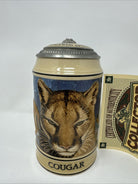 Vintage Budweiser, Cougar Endangered Species Lidded  Stein 1994 , Handcrafted, 