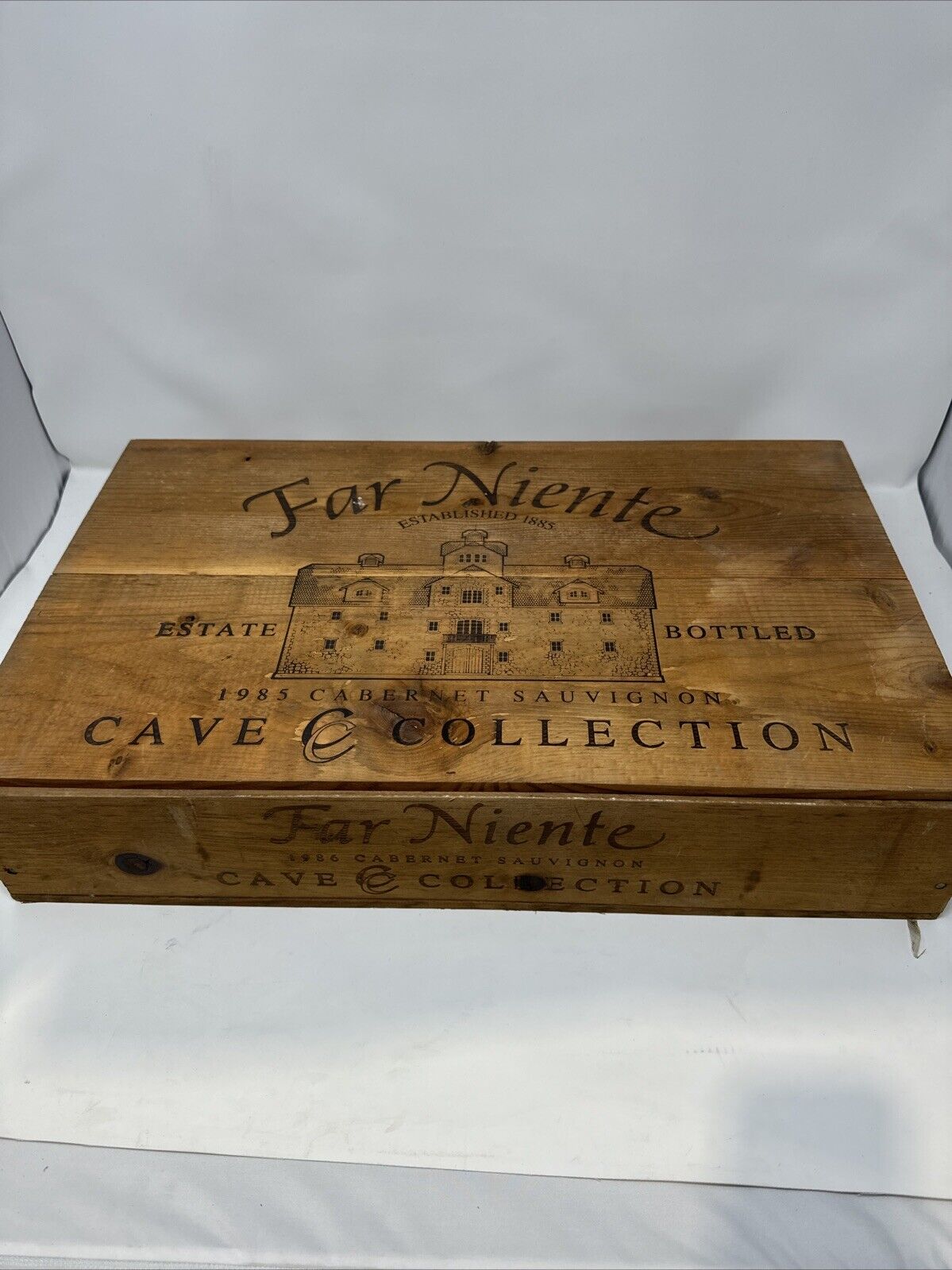 1986 Far Niente Napa Valley Cabernet Sauvignon Wood Wine Crate Case Empty Box