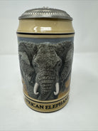 Budweiser 1990 Endangered Species African Elephant Lidded Stein