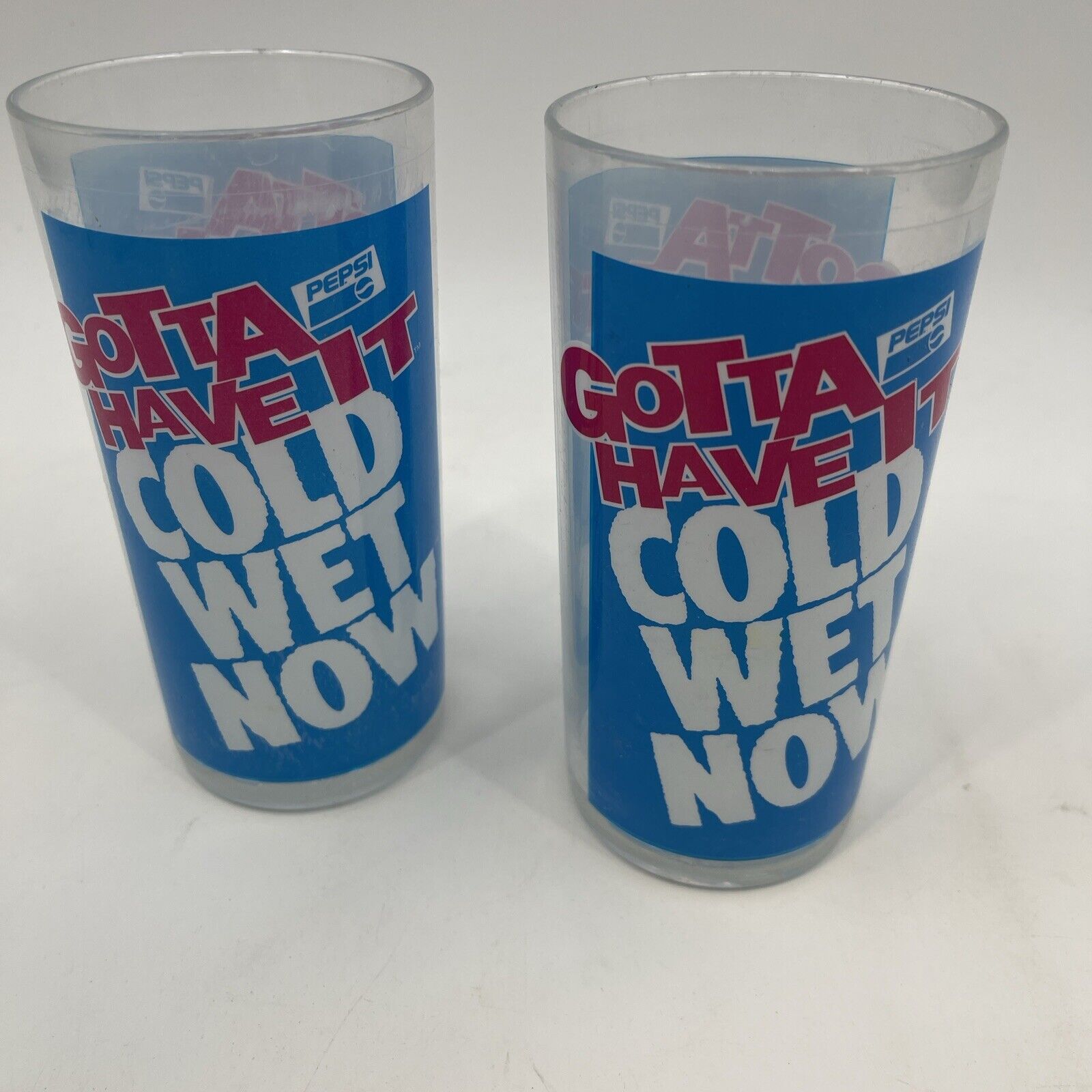 Lot of 2 Vintage Pepsi Plastic Glass Cup Gotta Have It Cold Wet Now by Grainware