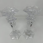 Vintage Crystal Candlestick Set: Clear Candle Holders Hexagon Tall /Heavy