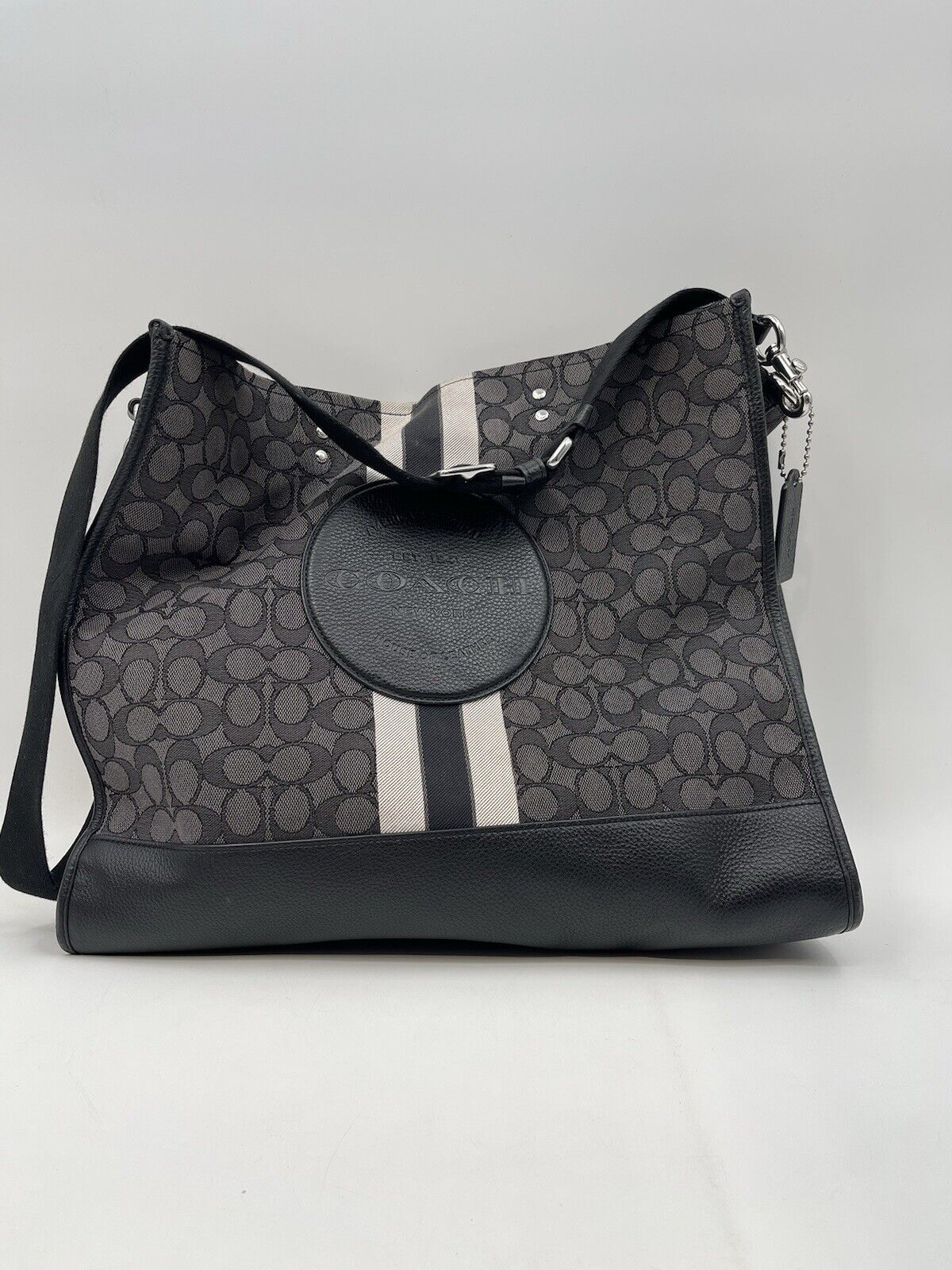 COACH SIGNATURE BLACK SMOKE JACQUARD DEMPSEY TOTE BAG NoH2266-C8418